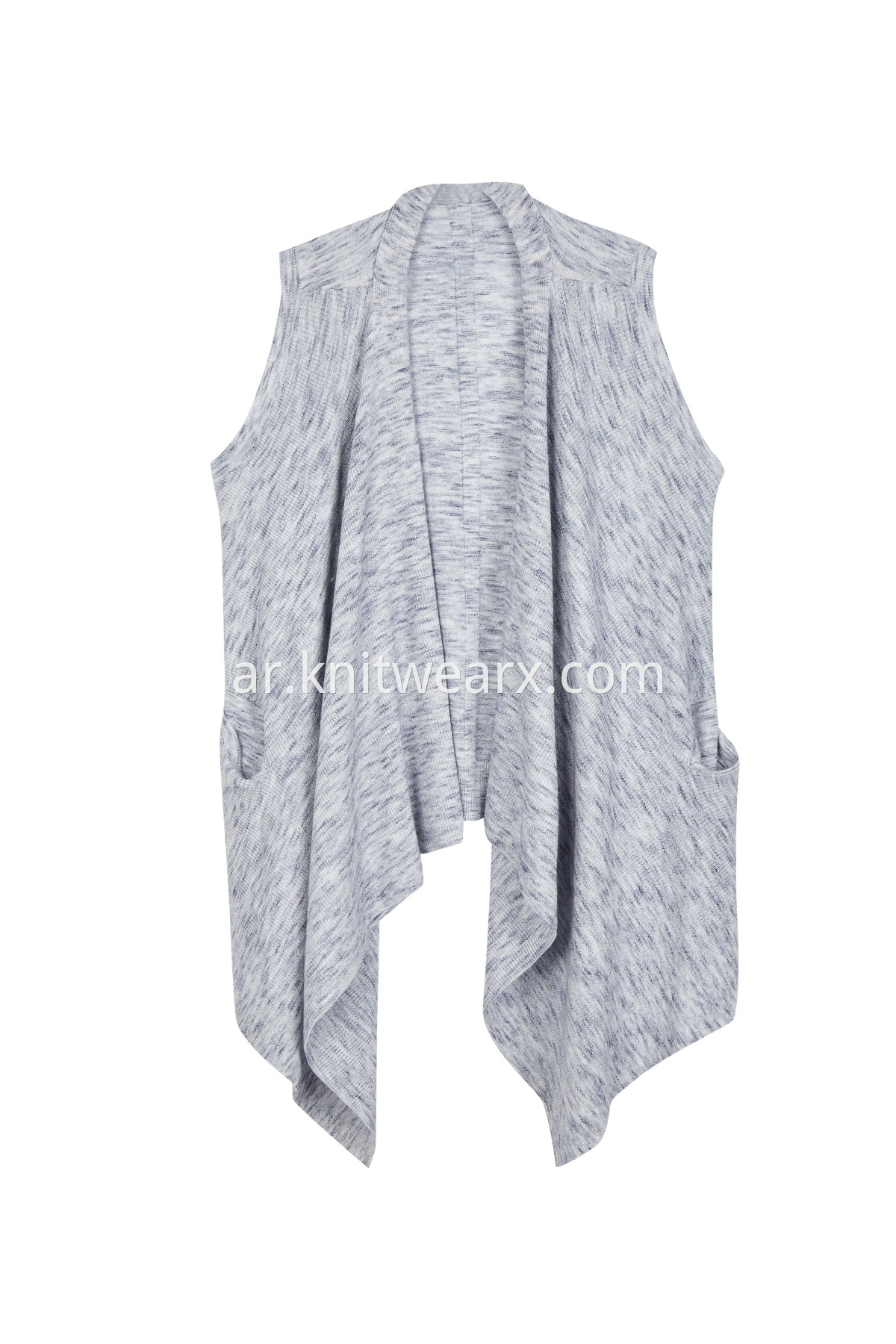 Women's Sleeveless Shawl Collar Wrap Knitted Cardigan with Pockets